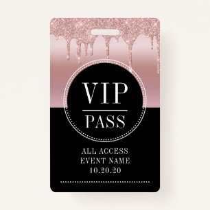 Tarjeta De Identificación VIP All Access Event Metallic Rosa Gold Black