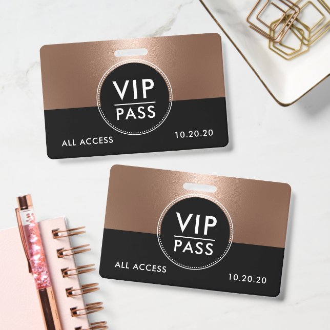 Tarjeta De Identificación VIP All Access Event Metallic Rose Gold (Office)