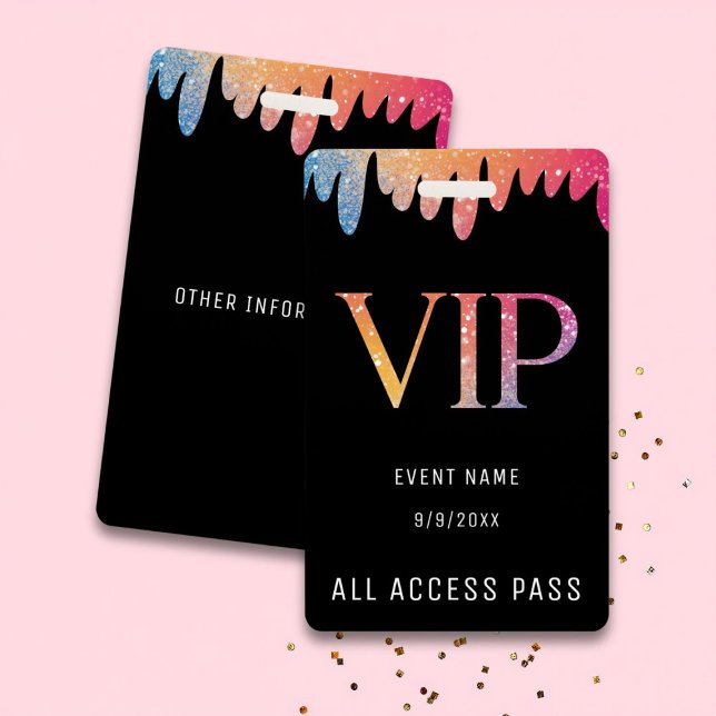 Tarjeta De Identificación VIP All Access Pass Black Modern Purpurina (Subido por el creador)