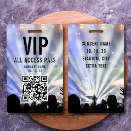 Tarjeta De Identificación VIP All Access Pass QR Code Concert
