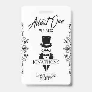 Tarjeta De Identificación VIP de Bacheler Party Vintage Tuxedo