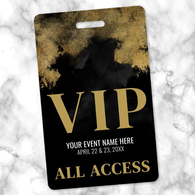 Tarjeta De Identificación VIP de evento de oro negro (Black Gold Event VIP Badge)