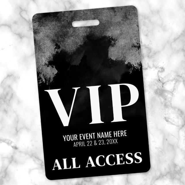 Tarjeta De Identificación VIP de eventos en blanco negro (Black White Event VIP Badge)