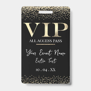 Tarjeta De Identificación VIP de oro en evento o fiesta negra