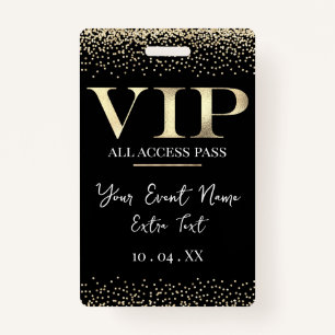 Tarjeta De Identificación VIP Gold en evento o Fiesta negro