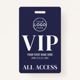Tarjeta De Identificación VIP Logo Navy Blue All Access Event