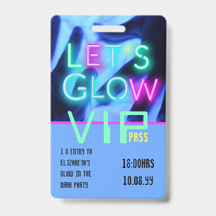 Tarjeta De Identificación VIP Paso Brillo En Fiesta Oscuro ÚNICO IDEA DE INV