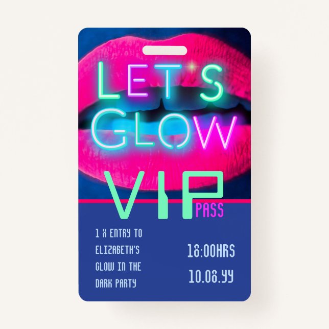 Tarjeta De Identificación VIP Paso Brillo En Fiesta Oscuro ÚNICO IDEA DE INV (Anverso)