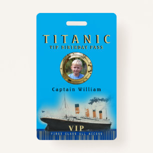 Tarjeta De Identificación VIP Todos los accesos Titanic Cumpleaños