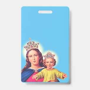 Tarjeta De Identificación Virgen María reina con Jesús