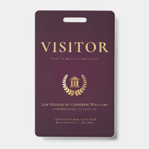 Tarjeta De Identificación Visitante de negocios profesional legal