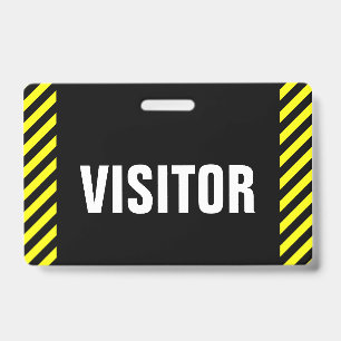 Tarjeta De Identificación "VISITANTE" + Insignia de Rayas Negras y Amarillas