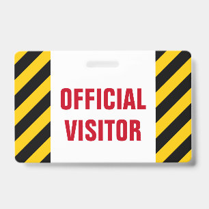 Tarjeta De Identificación "VISITANTE OFICIAL" + Insignia de Rayas Negras y A
