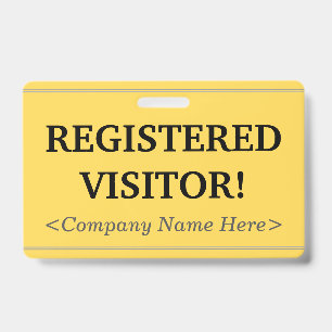 Tarjeta De Identificación ¡VISITANTE REGISTRADO! Insignia