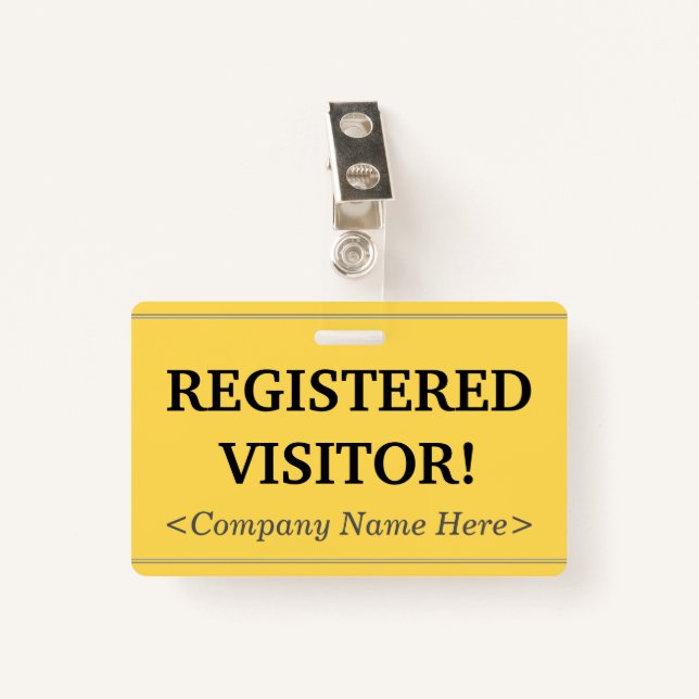 Tarjeta De Identificación ¡VISITANTE REGISTRADO! Insignia (Anverso con clip)