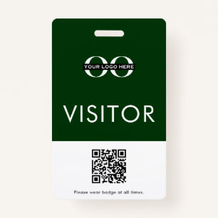 Tarjeta De Identificación Visitante verde del código QR del personalizado