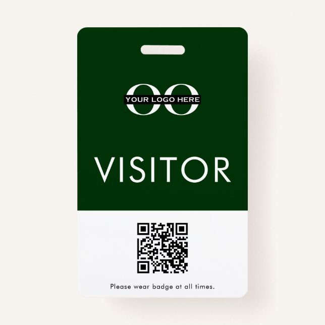 Tarjeta De Identificación Visitante verde del código QR del personalizado (Anverso)