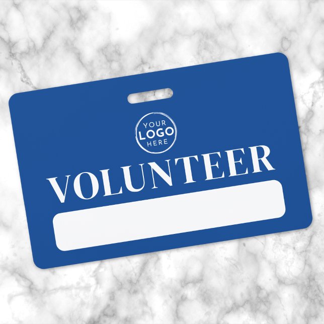 Tarjeta De Identificación Voluntario con logotipo azul (Blue Logo Volunteer Badge)