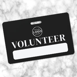 Tarjeta De Identificación Voluntario con logotipo negro