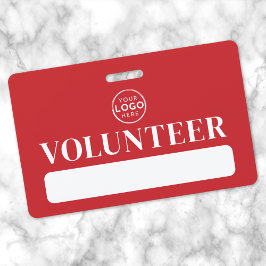 Tarjeta De Identificación Voluntario de Logotipo Rojo