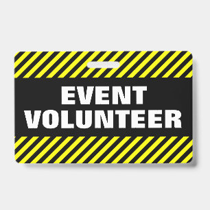 Tarjeta De Identificación "VOLUNTARIO DEL EVENTO" + Insignia de Rayas Negras