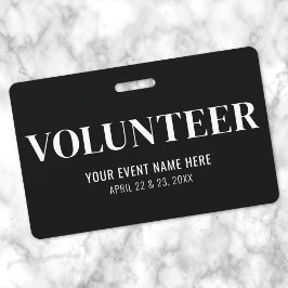 Tarjeta De Identificación Voluntario en Blanco y Negro