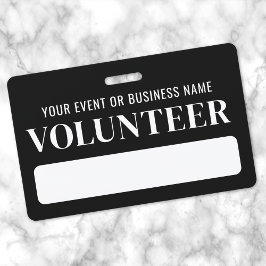 Tarjeta De Identificación Voluntario en Blanco y Negro
