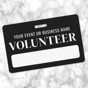 Tarjeta De Identificación Voluntario en Blanco y Negro