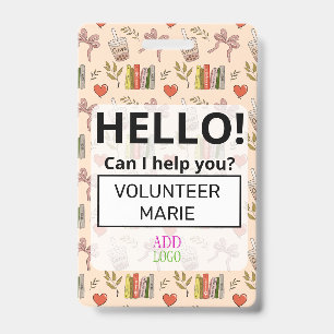 Tarjeta De Identificación Voluntario Personalizado - Pase de Foto - LIBROS