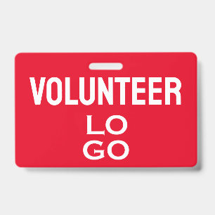 Tarjeta De Identificación Voluntario Rojo con Logotipo Personalizado ID