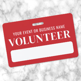 Tarjeta De Identificación Voluntario Rojo Y Blanco
