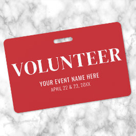 Tarjeta De Identificación Voluntario Simple Rojo