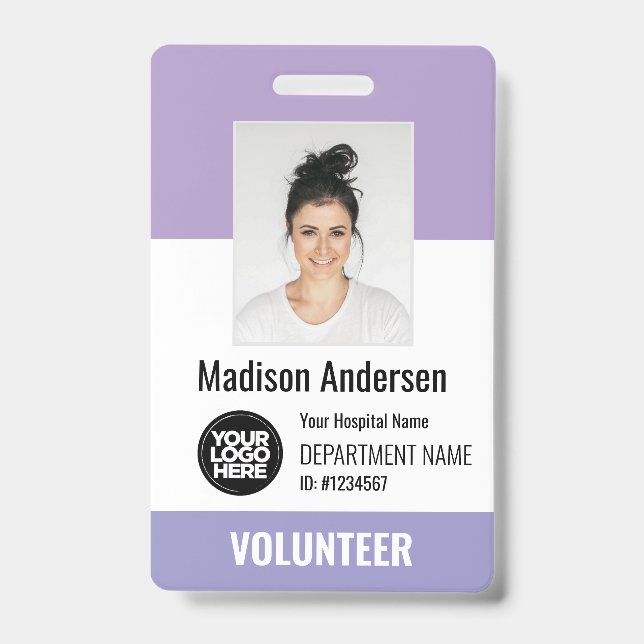 Tarjeta De Identificación Volunteer Photo ID Badges with Clip or Lanyard (Parte frontal)
