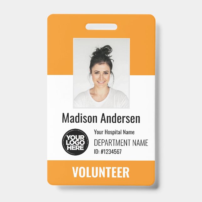 Tarjeta De Identificación Volunteer Photo ID Badges with Clip or Lanyard (Parte frontal)