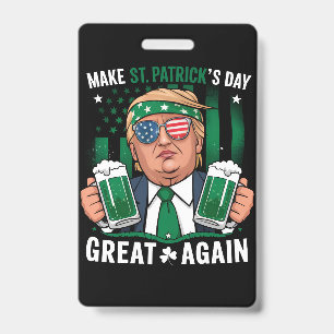 Tarjeta De Identificación Vuelve a hacer grande el día de San Patricio, Trum