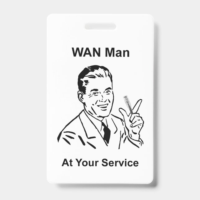 Tarjeta De Identificación WAN Man At Your Service Retro Tech (Parte frontal)
