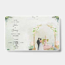 Tarjeta De Identificación Whimsical Floral Garden Wedding Invitation – Elega