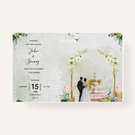 Tarjeta De Identificación Whimsical Floral Garden Wedding Invitation – Elega