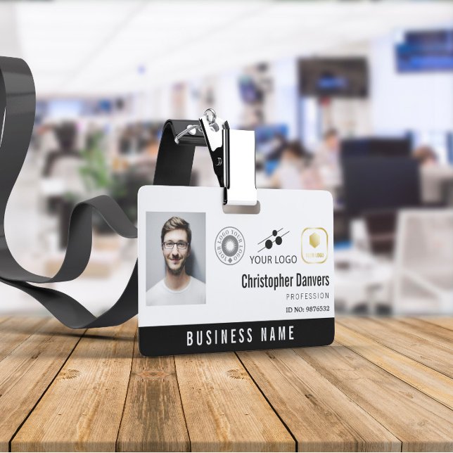 Tarjeta De Identificación White Clean Añadir 3 Logos Empleado de Office (Subido por el creador)