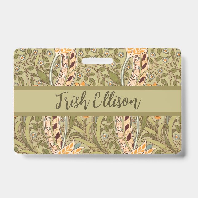 Tarjeta De Identificación William Morris Daffodil Garden Flor Classic Bota (Parte frontal)