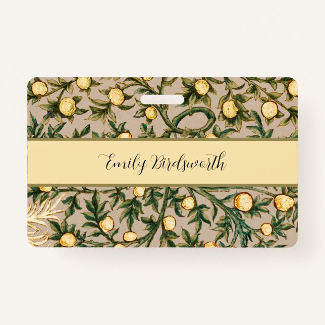 Tarjeta De Identificación William Morris Floral Fruit Garden Flower Classic (Anverso)