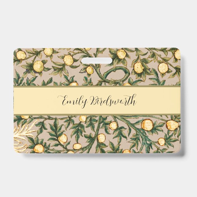 Tarjeta De Identificación William Morris Floral Frutas Jardín Flor Clásico (Parte frontal)