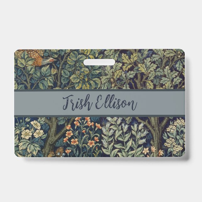 Tarjeta De Identificación William Morris Pheasant Bird Tree Botanical (Anverso)