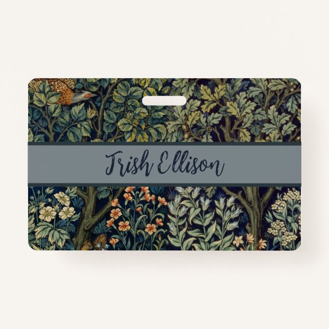 Tarjeta De Identificación William Morris Pheasant Bird Tree Botanical (Anverso)