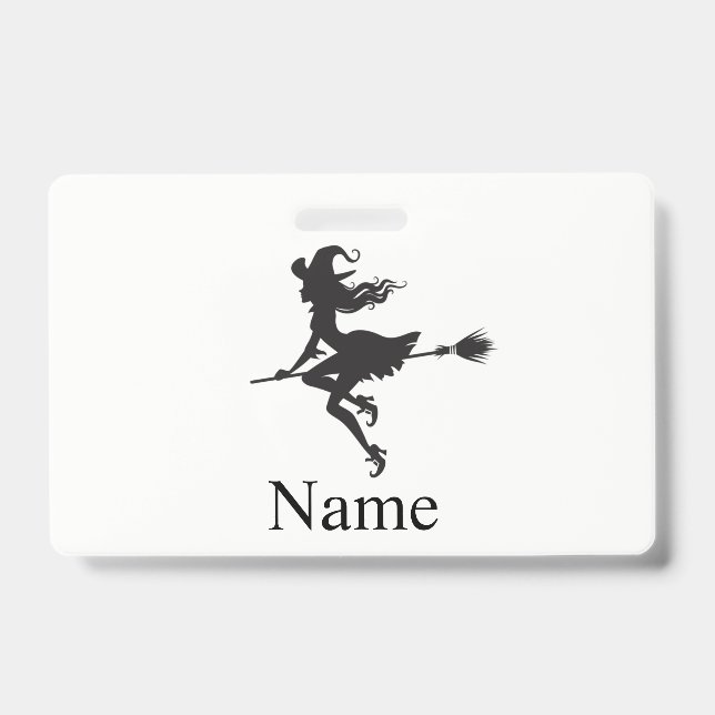 Tarjeta De Identificación Witch Riding Broom Halloween Thunder_Cove (Parte frontal)