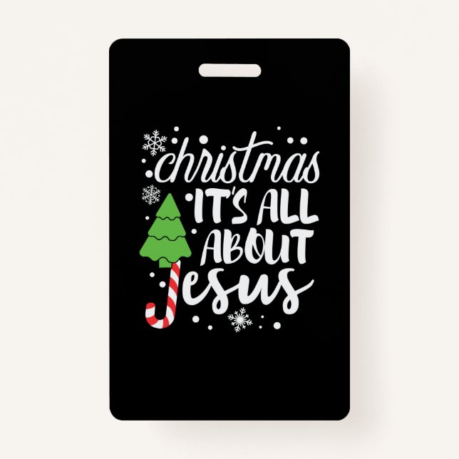 Tarjeta De Identificación Xmas Christmas It Is All About Jesus (Anverso)