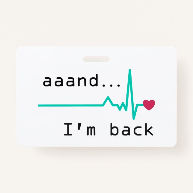 Tarjeta De Identificación Y estoy de vuelta, auto de negocios para sobrevivi (Anverso)