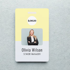 Tarjeta De Identificación Yellow ID Card | Business Logo Employee Photo 