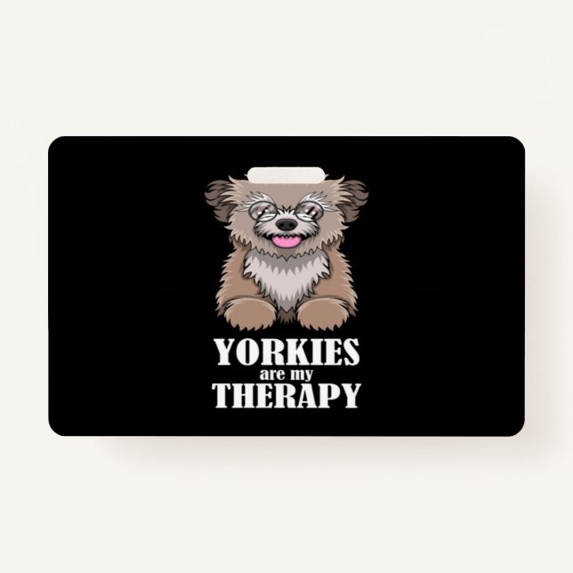 Tarjeta De Identificación Yorkies irónicos como Terapia Yorkshire Terrier (Anverso)