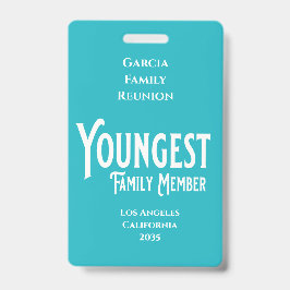 Tarjeta De Identificación Youngest Family Member Family Reunion